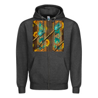 Charcoal Heather aztec and sunflowers Zipper Hoodie - BundleAndBundleShop