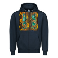 Navy aztec and sunflowers Zipper Hoodie - BundleAndBundleShop