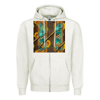 Oatmeal Heather aztec and sunflowers Zipper Hoodie - BundleAndBundleShop