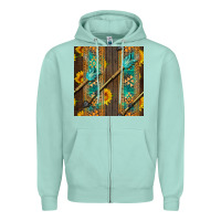 Seafoam aztec and sunflowers Zipper Hoodie - BundleAndBundleShop