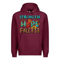 Burgundy Strength Hope Faith Premium Hoodie - BundleAndBundleShop
