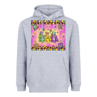 Heather Grey mardi gras bead dogs Heavyweight Hoodie - MaliasSmallBusiness