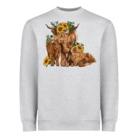 Heather Grey highland cow family Heavyweight Sweatshirt - RanaPortraitStore