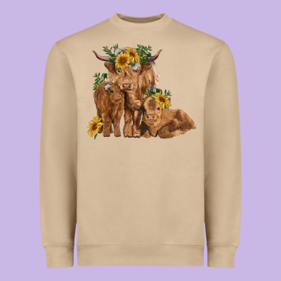 Highland Cow Family Heavyweight Sweatshirt Designed By Ranaportraitstore