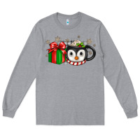 Heather Grey Christmas penguin coffee Long Sleeve Tee - JahusDesignShop