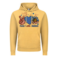 Vintage Mustard peace love america billie wilder Vintage Hoodie - texasbilliewilder