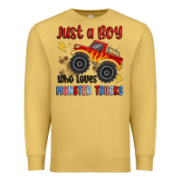 Antique Gold just a boy who loves monster trucks Premium Sweatshirt - MaliasSmallBusiness