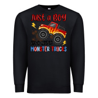 Black just a boy who loves monster trucks Premium Sweatshirt - MaliasSmallBusiness