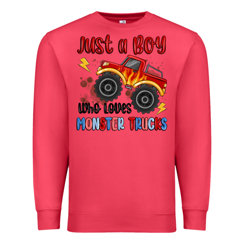 Just A Boy Who Loves Monster Trucks Premium Sweatshirt by MaliasSmallBusiness | Teevron