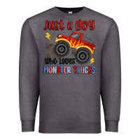 Charcoal Heather just a boy who loves monster trucks Premium Sweatshirt - MaliasSmallBusiness