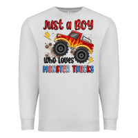 Dove Grey just a boy who loves monster trucks Premium Sweatshirt - MaliasSmallBusiness
