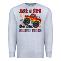 Heather Grey just a boy who loves monster trucks Premium Sweatshirt - MaliasSmallBusiness