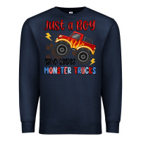 Navy just a boy who loves monster trucks Premium Sweatshirt - MaliasSmallBusiness