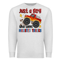 Oatmeal Heather just a boy who loves monster trucks Premium Sweatshirt - MaliasSmallBusiness