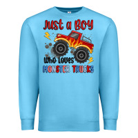 Ocean Blue just a boy who loves monster trucks Premium Sweatshirt - MaliasSmallBusiness