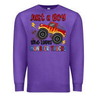 Purple just a boy who loves monster trucks Premium Sweatshirt - MaliasSmallBusiness