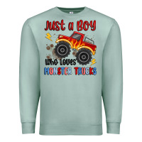 Seafoam just a boy who loves monster trucks Premium Sweatshirt - MaliasSmallBusiness