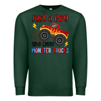 Sports Green just a boy who loves monster trucks Premium Sweatshirt - MaliasSmallBusiness