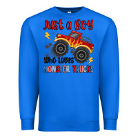 True Royal just a boy who loves monster trucks Premium Sweatshirt - MaliasSmallBusiness