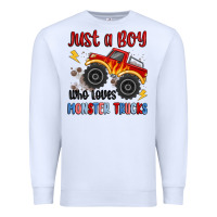 White just a boy who loves monster trucks Premium Sweatshirt - MaliasSmallBusiness