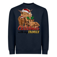 Navy christmas with my family highland cow cattle and calves Heavyweight Sweatshirt - RanaPortraitStore
