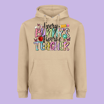 Every Bunnys Favorite Teacher Heavyweight Hoodie Designed By Maliassmallbusiness