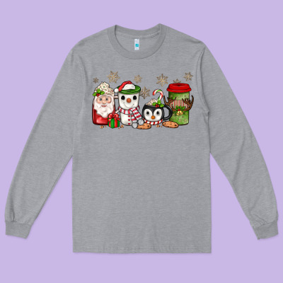 Christmas Coffee Long Sleeve Tee Designed By Jahusdesignshop
