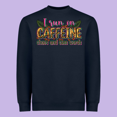 I Run On Caffeine Chaos And Cuss Words Heavyweight Sweatshirt Designed By Zillion Design Studio