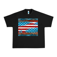 Black Leopard glitter American flag tumbler Urban Heavy Tee - Neo Western
