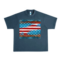 Midnight Navy Leopard glitter American flag tumbler Urban Heavy Tee - Neo Western