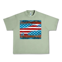 Oil Green Leopard glitter American flag tumbler Urban Heavy Tee - Neo Western
