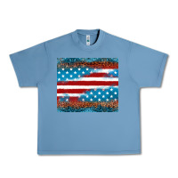 Pebble Blue Leopard glitter American flag tumbler Urban Heavy Tee - Neo Western