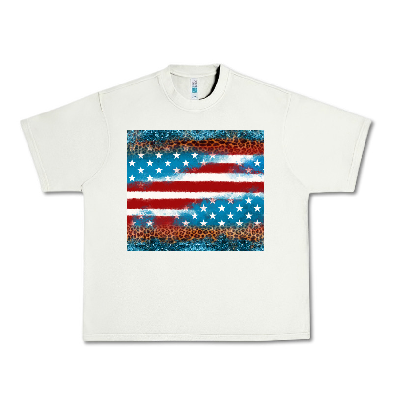 Leopard Glitter American Flag Tumbler Urban Heavy Tee by Neo Western | Teevron