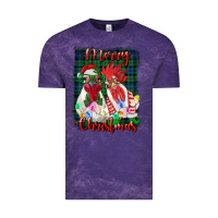 Cloud Purple christmas roosters with background Vintage Tee - RanaPortraitStore