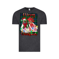 Vintage Black christmas roosters with background Vintage Tee - RanaPortraitStore