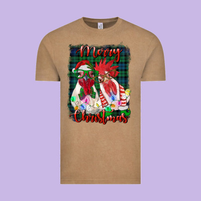 Christmas Roosters With Background Vintage Tee Designed By Ranaportraitstore