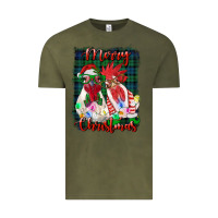 Vintage Olive christmas roosters with background Vintage Tee - RanaPortraitStore