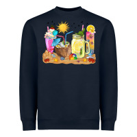 Navy summer drinks coffee cups Heavyweight Sweatshirt - texasbilliewilder