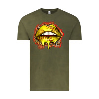 Vintage Olive softball lips Vintage Tee - Zillion Design Studio