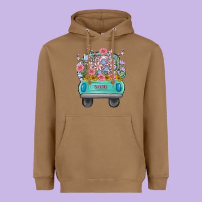 Truck With Flowers Malia Heavyweight Hoodie Designed By Maliassmallbusiness