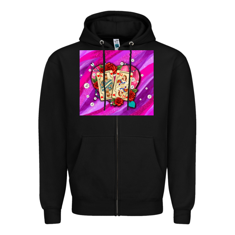 Valentines Day Playing Cards And Pearl Watercolor Zipper Hoodie by AdoDesignShop | Teevron
