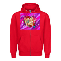 Red valentines day playing cards and pearl watercolor Zipper Hoodie - AdoDesignShop
