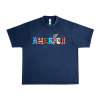 Navy Lightning bolt with America Urban Heavy Tee - Neo Western