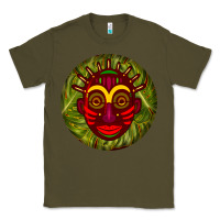 Army Green african masks round earrings 4 Classic Tee - BundleAndBundleShop