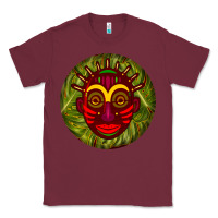 Burgundy african masks round earrings 4 Classic Tee - BundleAndBundleShop