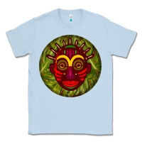Dusty Blue african masks round earrings 4 Classic Tee - BundleAndBundleShop