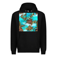 Black Mama Bear Hunting Fish With Leopard Seamless Pattern Premium Hoodie - BundleAndBundleShop