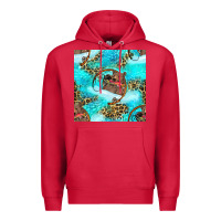 Cardinal Mama Bear Hunting Fish With Leopard Seamless Pattern Premium Hoodie - BundleAndBundleShop