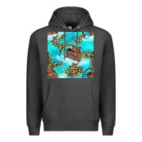 Charcoal Heather Mama Bear Hunting Fish With Leopard Seamless Pattern Premium Hoodie - BundleAndBundleShop