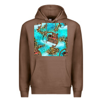 Chestnut Mama Bear Hunting Fish With Leopard Seamless Pattern Premium Hoodie - BundleAndBundleShop